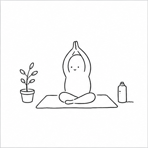 ヨガポーズのキャラクターのイラスト