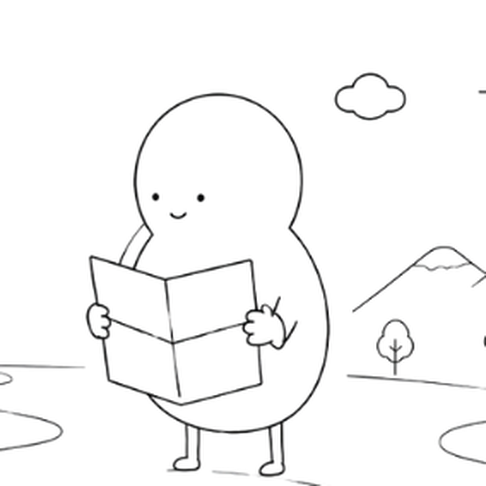 本を読んで英語を学ぶキャラクターのイラスト